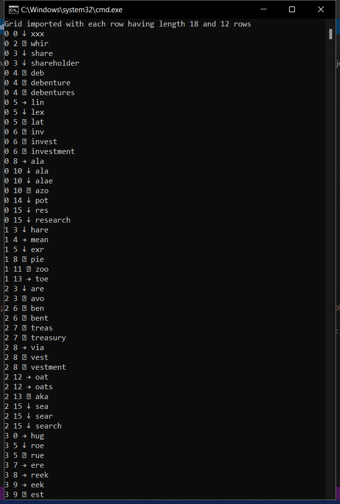 Word Search Output